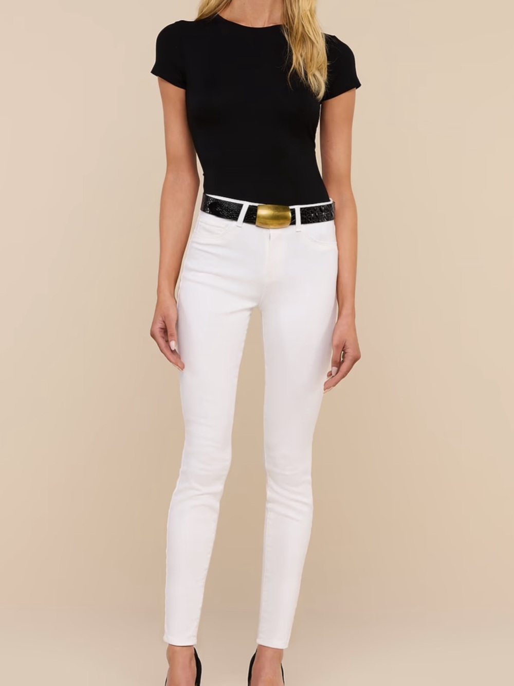 L'AGENCE Marguerite Skinny Jeans in White